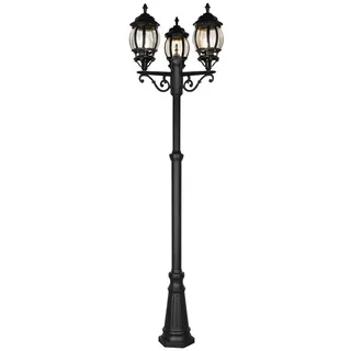 TRIO Leuchten LED Gartenleuchte, LED wechselbar, Warmweiß, Mastleuchte mit Strom, Garten-Kandelaber zur Wegbeleuchtung Höhe 240cm schwarz