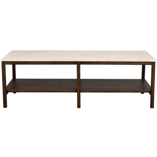 Couchtisch mit Marmorplatte in Beige Sechsfußgestell Eiche dunkel