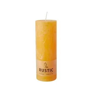 Papstar Rustic Zylinderkerze, durchgefärbt 95794 , 1 Karton = 6 Stück, goldgelb