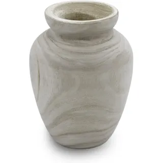 Spetebo - Design Holz Blumen Vase oval - natur / 22 cm - Holzvase Dekoration naturbelassen - natürliche Tischdeko Fensterdeko für Kunstpflanzen