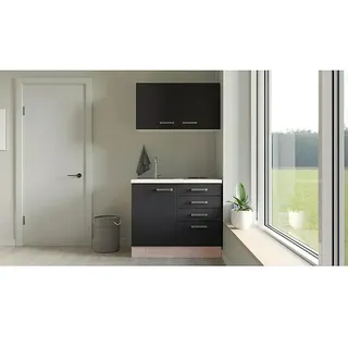 Flex-Well Turin Miniküche  (Breite: 100 cm, Anthrazit, Mit Elektrogeräten)
