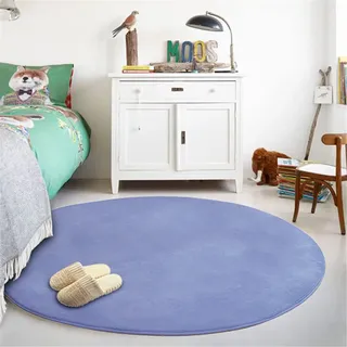 DUBENS Runde Teppichauflage, Bürobereich Teppich Verdickung Rutschfester Schreibtischstuhl Kreismatte,für Wohnzimmer Schlafzimmer Arbeitszimmer Indoor (Blau,200cm Rund)