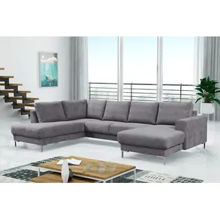 Küchen-Preisbombe Kuechen-preisbombe Modernes Sofa Couch Ecksofa Eckcouch Wohnlandschaft hellgrau Silvio XXL II