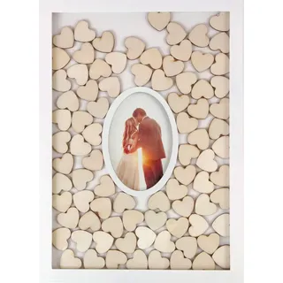 Fotorahmen Hochzeits-gästebuch Mit 72 Holz Herzen Zum Beschriften