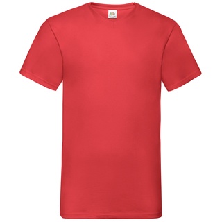 Fruit of the Loom Valueweight V-Neck T Basic T-Shirt mit V-Ausschnitt in versch. Farben und Größen, rot, S