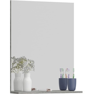 homes&jones Badezimmer Spiegel Wandspiegel Badspiegel Soul, Holzwerkstoff, rauchsilber Nachbildung, 60 x 79 x 18 cm mit Ablagefläche