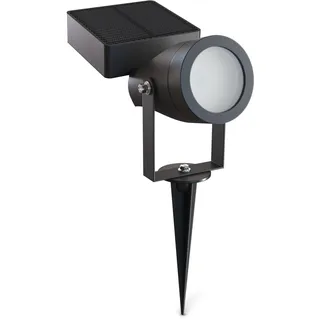 CALEX LED Solar Gartenspot Cesena, mit Erdspieß, Warmweißes Licht, Wasserdicht, Wiederaufladbar über Solarenergie & USB‐C, Schwarz
