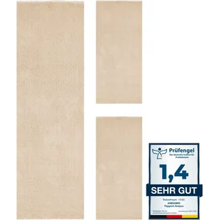 Andiamo Bettumrandung Arezzo, Höhe 16 mm, (1-tlg), Uni Farben, weicher Flor, waschbar, ideal im Wohnzimmer & Schlafzimmer beige