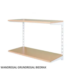 Biedrax Wandregal - Grundregal 50 x 80 x 50 cm, Farbe weiss - 2 Fachboden Buche