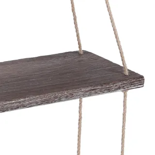 Rustikales Vintage-wandregal Aus Holz – 3 Regalböden Aus Kerzennussholz Mit Hanfseil – Dekorativer Pflanzen- Und Topfhalter Für Garten, Wohnzimmer Und Büro