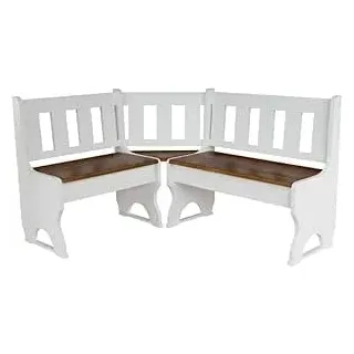 k koma Stilvolle Eckbank aus massivem Kiefernholz – Weißer Korpus & warme Nuss-Sitzfläche – Perfekt für Küche & Esszimmer (100 x 120 cm)