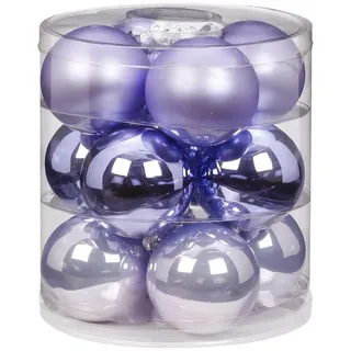 Magic Weihnachtskugeln Glas 8cm 12 STK. Christbaumkugeln (Dreamy Lilac (Hell Lila/Flieder/Glanz/Matt))