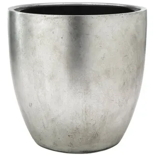 Flingora Pflanzkübel Faye, mit Einsatz - Fiberglas - Indoor - Silber - Ø 40 cm silberfarben Ø 40 cm x 37 cm