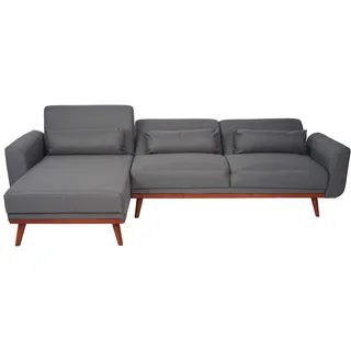 Sofa MCW-J20, Couch Ecksofa, L-Form 3-Sitzer Liegefläche Schlaffunktion Stoff/Textil 280cm ~ anthrazit-grau