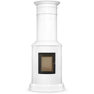Kachelofen Colonna 11,5 kW – klassischer Kaminofen aus Keramik, weißer Holzofen, Säulenofen, ECO Design 2022, BlmSchV 2 - Weiß