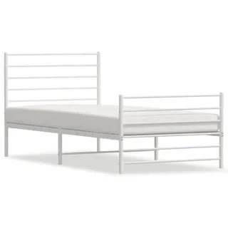 vidaXL Bettgestell mit Kopf- und Fußteil Metall Weiß 100x200 cm