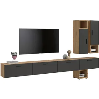 xonox.home Xonox Wohnwand Braun, Holzwerkstoff, 300x178x34 cm Wohnzimmer, Wohnwände, Anbauwände