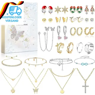 Souarts Schmuck Adventskalender 2024 Frauen Erwachsene, Weihnachtskalender Teena