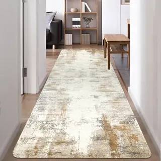 Teppich Läufer 80x300cm Beige rutschfest waschbar modern Läufer Lang
