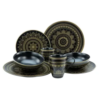 CreaTable Mandala Kombiservice 8-tlg. schwarz