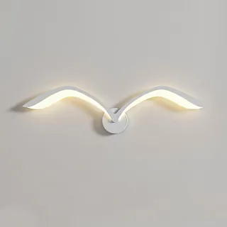 OOWOKS Möwe Wandlampe Innen LED Vogel Nachttischlampe Dimmbar mit Fernbedienung 3 Farbtemperaturen+RGB 50cm Tiere Wandleuchte Weiß Acryl Lampenschirm 9W Deko Lange Lampe für Kinderzimmer Wohnzimmer,C