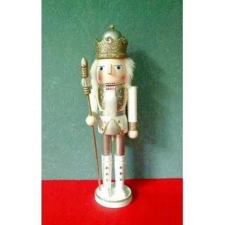 Weihnachtsdeko Nussknacker PJOTR weiß/silber 25 x 8 cm Holz Casablanca