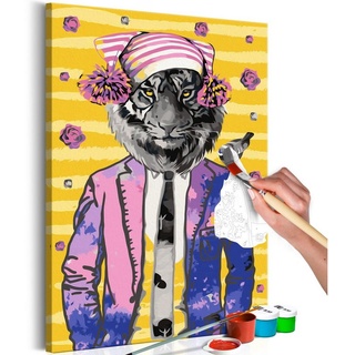 Artgeist Malen nach Zahlen »Tiger in Hat« grau