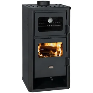 Holzofen mit Backfach Prity FM D – 12,1 kW, Backfach mit Thermometer, Graphitschwarz, - Schwarz