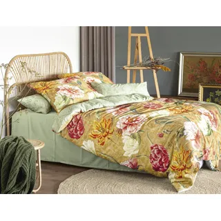 IRISETTE Magic 8856 Blumen goldfarben 155 x 220 cm + 80 x 80 cm