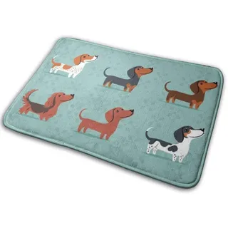 IUBBKI Fußmatte, Wurst, Hund, Dackel, personalisierbar, für den Innen- und Außenbereich, rutschfeste Gummi-Küchenteppiche, 40 x 60 cm