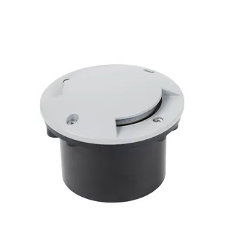 LINDBY LED Bodeneinbauleuchte Nandita Aluminium Ø 10 cm 1-flammig grau