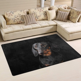 Use7 Teppich für Hunde, Dackel, rutschfest, für Wohnzimmer, Schlafzimmer, 50 x 80 cm, Schwarz