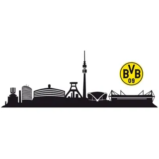 Wandtattoo WALL-ART "Fußball BVB Skyline mit Logo" Wandtattoos Gr. B/H/T: 220 cm x 37 cm x 0,1 cm, bunt (mehrfarbig) Wandtattoos Wandsticker selbstklebend, entfernbar