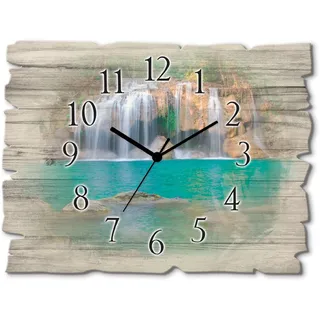 ARTland Wanduhr Wasserfall im Wald National Park 40,0 cm S6CI grün