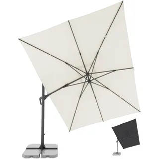 Doppler Pendelschirm Jack 300x400cm, Natur, mit Kurbel, UV-Schutz 50+ | Rechteckiger Gartenschirm, Alu-Gestell, schrägstellbar, beidseitig schwenkbar & 360° drehbar, inkl. Standkreuz