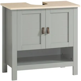 SoBuy Waschbeckenunterschrank mit 2 Türen MDF Hellgrau 60 cm BZR69-HG