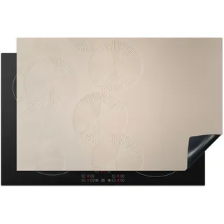 KitchenYeah© Herdabdeckplatte 80x52 cm Einteilig Ceranfeld Abdeckplatte für Induktionsschutz Ceranfeldabdeckung Vinyl Herdabdeckplatten Japandi - Beige - Modern