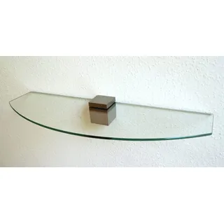 Dekoleidenschaft Wandregal aus 10mm Glas, klar, Verschiedene Formen und Größen, Glasregal, Glasboden, Glasablage, Badregal, Eckregal Bad Ablage Regal (Zentralclip Optima 2, 60x20-30 cm Convex)