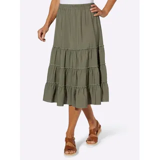 Stufenrock CLASSIC BASICS, Damen, Gr. 44, khaki, 100% Polyester, unifarben, wadenlang, Röcke