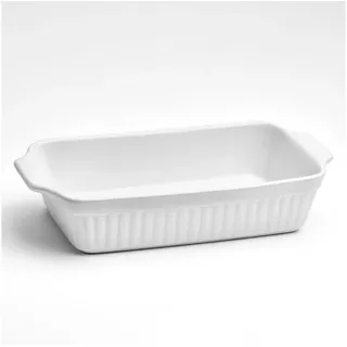 VAN WELL Auflaufform Backform rechteckig, 36 x 20 x 7,4 cm, mit Rillenstruktur, Keramik, (1-St), weiß, spülmaschinen- und mikrowellenfest weiß