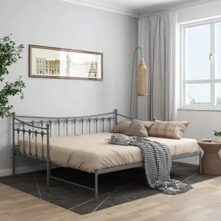 Festnight Ausziehsofa Metallbett Ausziehbar 90x200 cm Gästebett Ausziehbar Ausziehbares Bett Ausziehsofa Bettgestell Tagesbett Metall Grau Tagesbett 90x200 Metall Bett Ausziehbar
