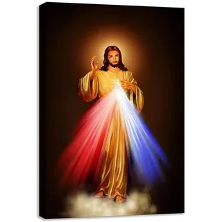ZHONGYUTONG Jesus Kunstdrucke Gerahmt Barmherzigkeit Gottes Leinwandbilder Christus Poster Malerei Motivation Liebe Film Bild Heimdekoration (40x60cm)