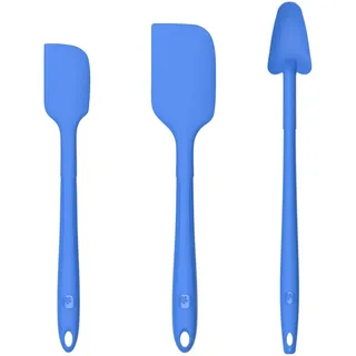 Kochblume Kochbesteck-Set Teigschaber Vollsilikon L + M + Restelöffel - 3-tlg. - blau blau