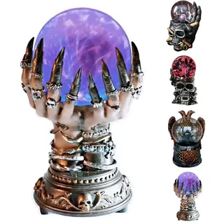 JHzood Skelett Magic Touch Plasmakugel lamp,klassische Neuheit Vintage Spaß Kristallkugel, bunte Nebel elektrische Blitz Ball Wissenschaft Spielzeug für Kinder, Weihnachten,Halloween (han)