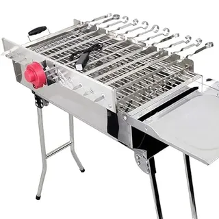 Renschler Line Grillset XXL, Grillmaster Spießdreher + Motor + Powerbank + Mangal + 11 Spieße