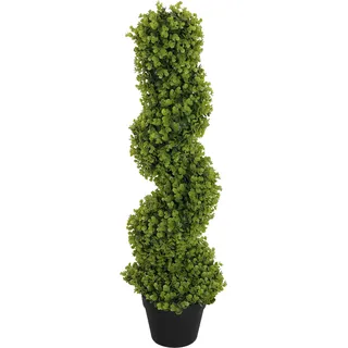 HOMCOM Künstlicher Eukalyptus-Spiralbaum mit inkludiertem Topf, UV-beständige künstliche Pflanze für Innen- und Außendekoration, Höhe 90 cm, Grün   Aosom