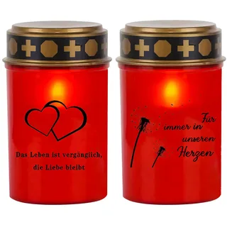 Yarteim 2 Stück Solar LED Grablicht Friedhofskerzen,IP44 wasserdichte Grableuchte mit Erdspieß,Flammenlose Grabkerzen Gedenkkerze mit Kerzentattoos,Taufkerze Junge,Elektrische Grablichter für Draußen