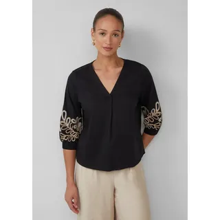 s.Oliver Popeline-Bluse mit Stickerei schwarz XS
