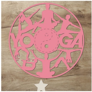 Namofactur LED Dekolicht »Yoga Yin Yang LED Holz Wanddeko«, Mit Sternabdeckung, LED fest integriert, Warmweiß rosa