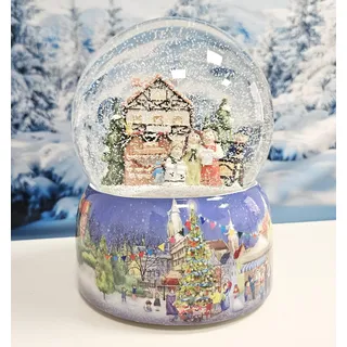 Schneekugel Weihnachten Spieluhr | Mega Schneekugel Weihnachtssinger Weihnachtsmarkt | Sockel Winterlandschaft | Musik Winter Wonderland | 150mm Durchmesser 200mm Höhe | Schüttelkugel | 20064